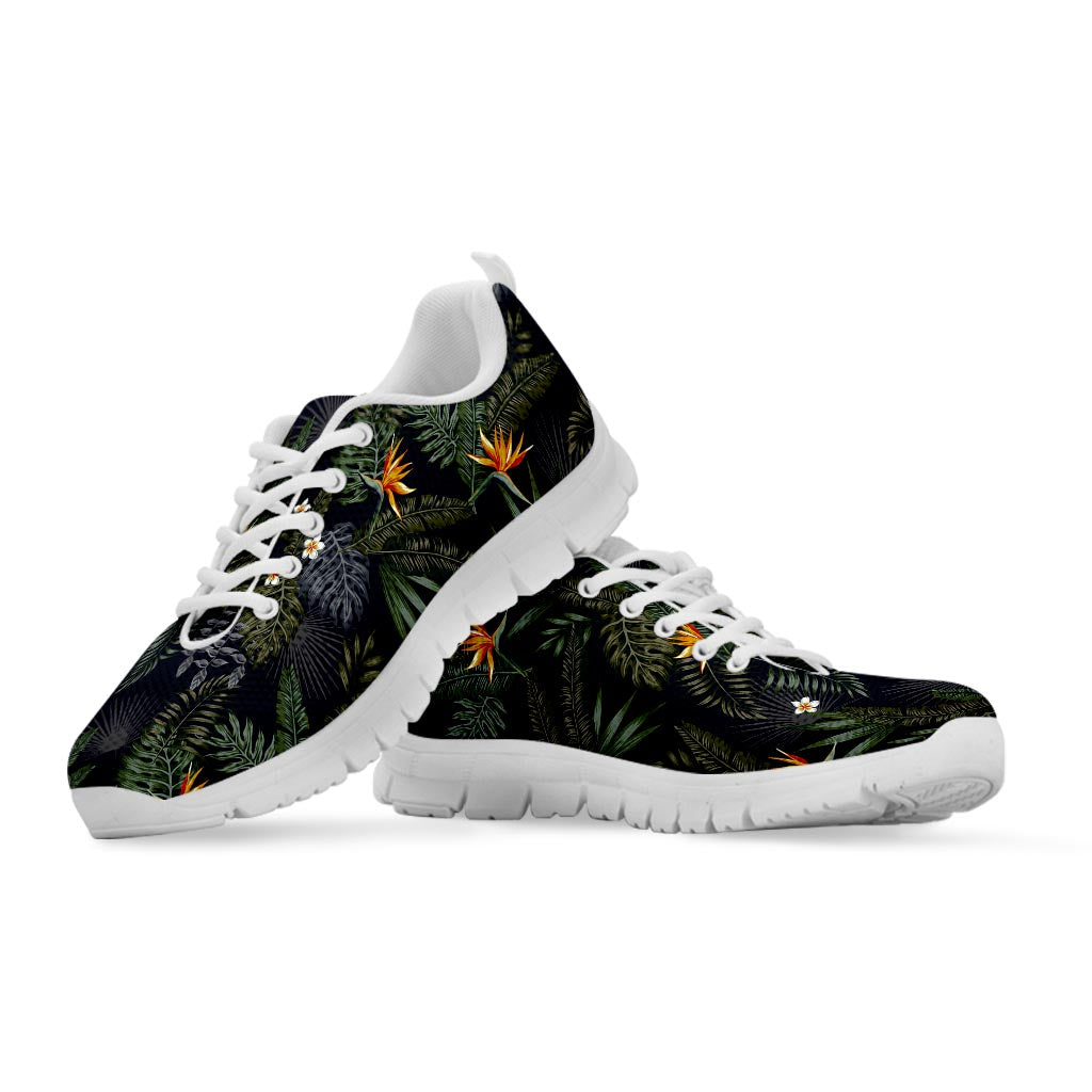 Night Tropical Hawaii Pattern Print White Running Shoes