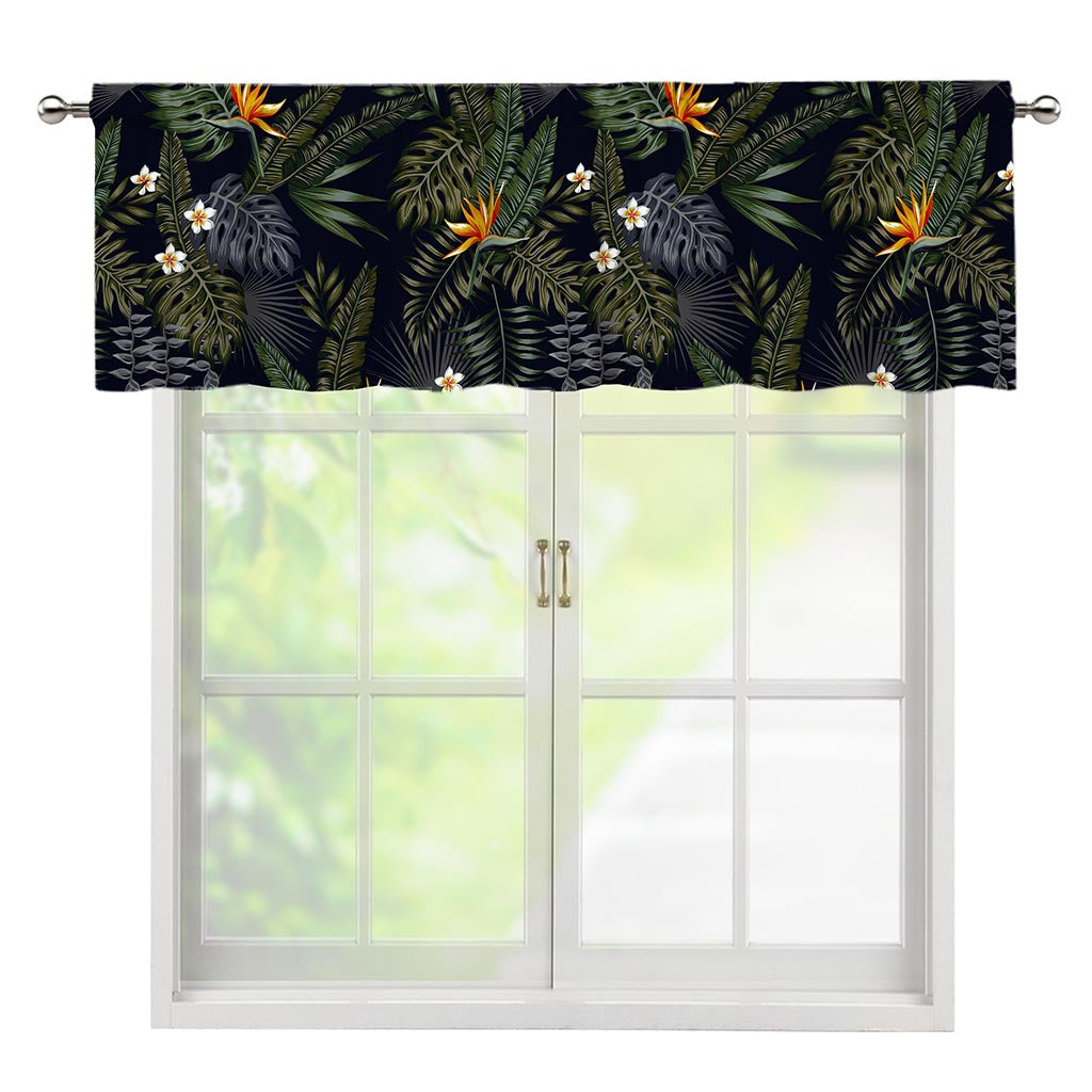 Night Tropical Hawaii Pattern Print Window Valance