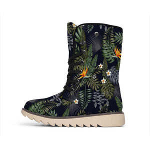 Night Tropical Hawaii Pattern Print Winter Boots