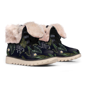 Night Tropical Hawaii Pattern Print Winter Boots