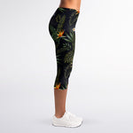 Night Tropical Hawaii Pattern Print Women's Capri Leggings