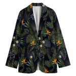 Night Tropical Hawaii Pattern Print Women's Cotton Blazer