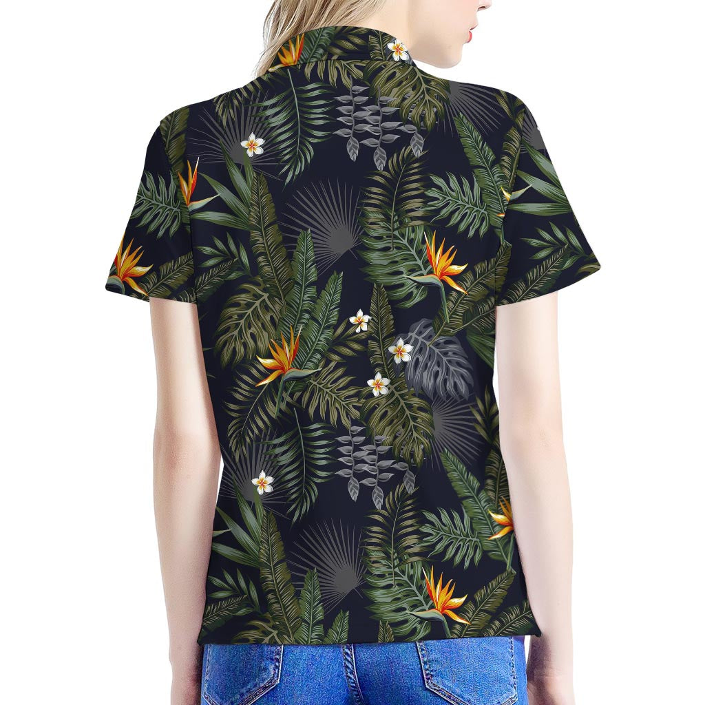 Night Tropical Hawaii Pattern Print Women's Polo Shirt