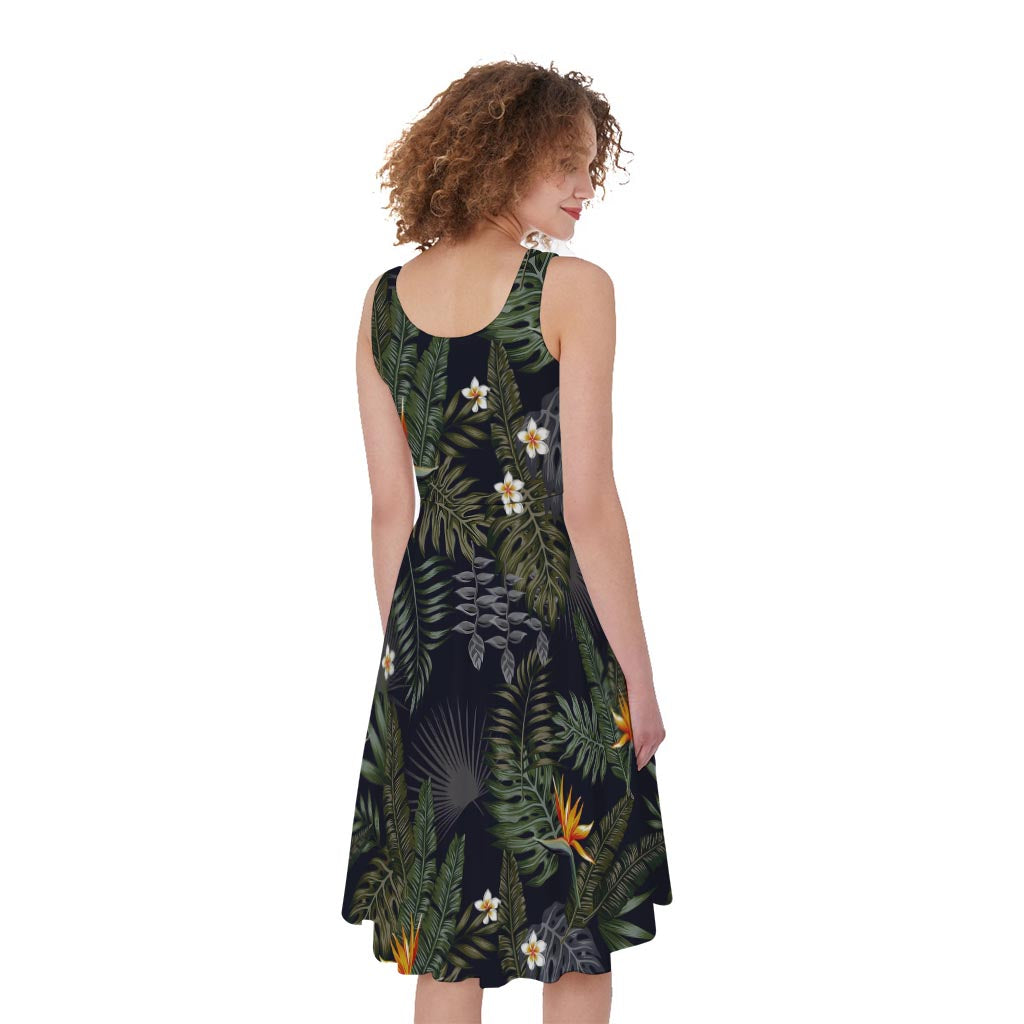 Night Tropical Hawaii Pattern Print Women's Sleeveless Dress