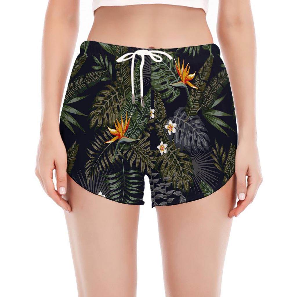 Night Tropical Hawaii Pattern Print Women's Split Running Shorts
