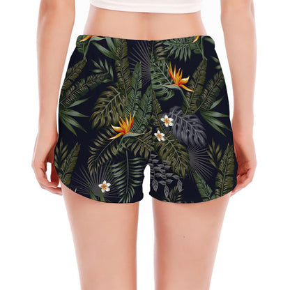Night Tropical Hawaii Pattern Print Women's Split Running Shorts