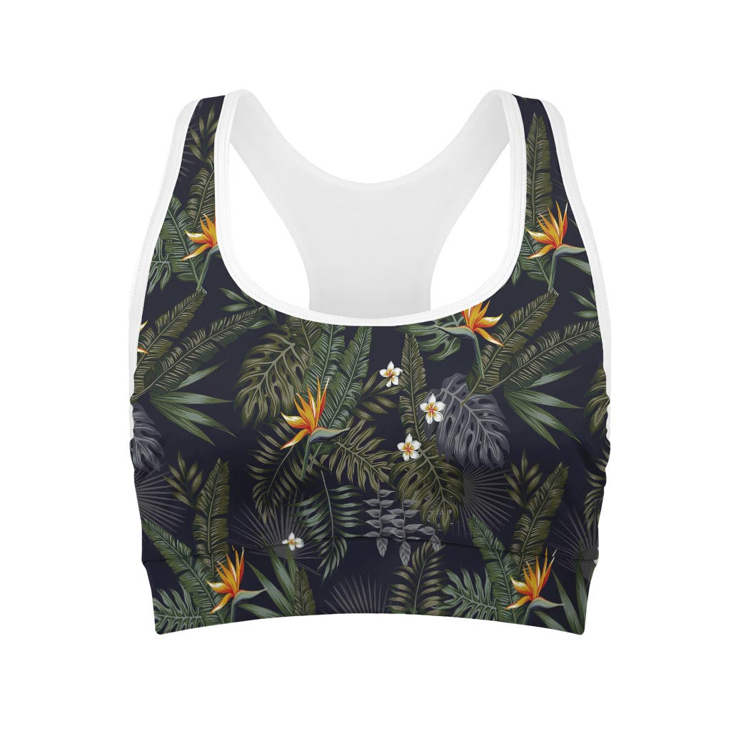 Night Tropical Hawaii Pattern Print Women's Sports Bra