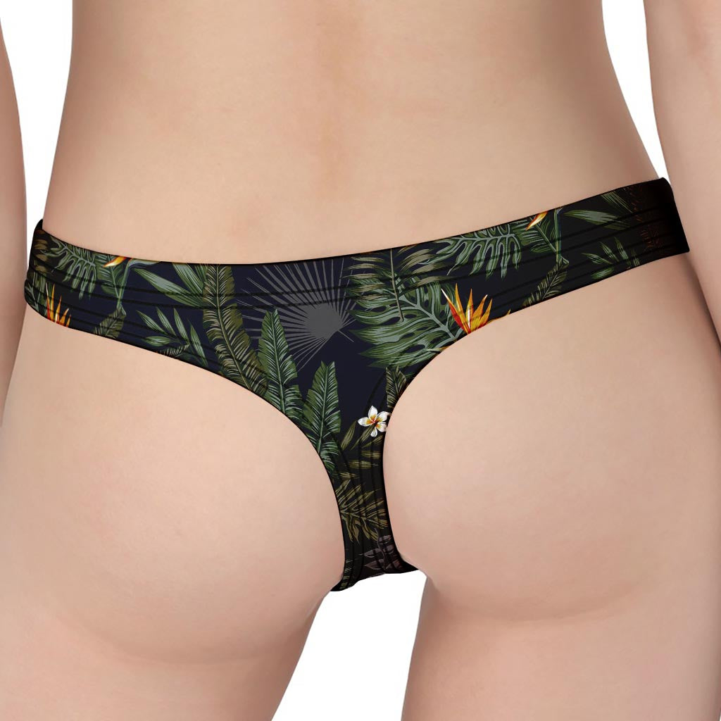 Night Tropical Hawaii Pattern Print Women's Thong