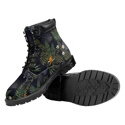 Night Tropical Hawaii Pattern Print Work Boots