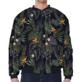 Night Tropical Hawaii Pattern Print Zip Sleeve Bomber Jacket