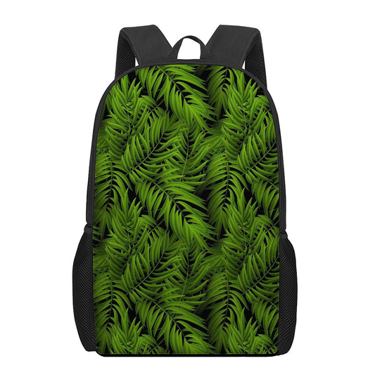 Night Tropical Palm Leaf Pattern Print 17 Inch Backpack