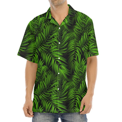 Night Tropical Palm Leaf Pattern Print Aloha Shirt