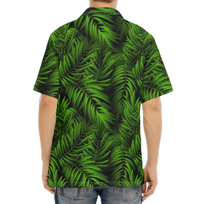 Night Tropical Palm Leaf Pattern Print Aloha Shirt