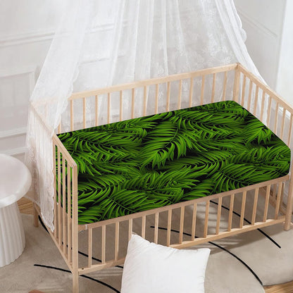 Night Tropical Palm Leaf Pattern Print Baby Crib Sheet
