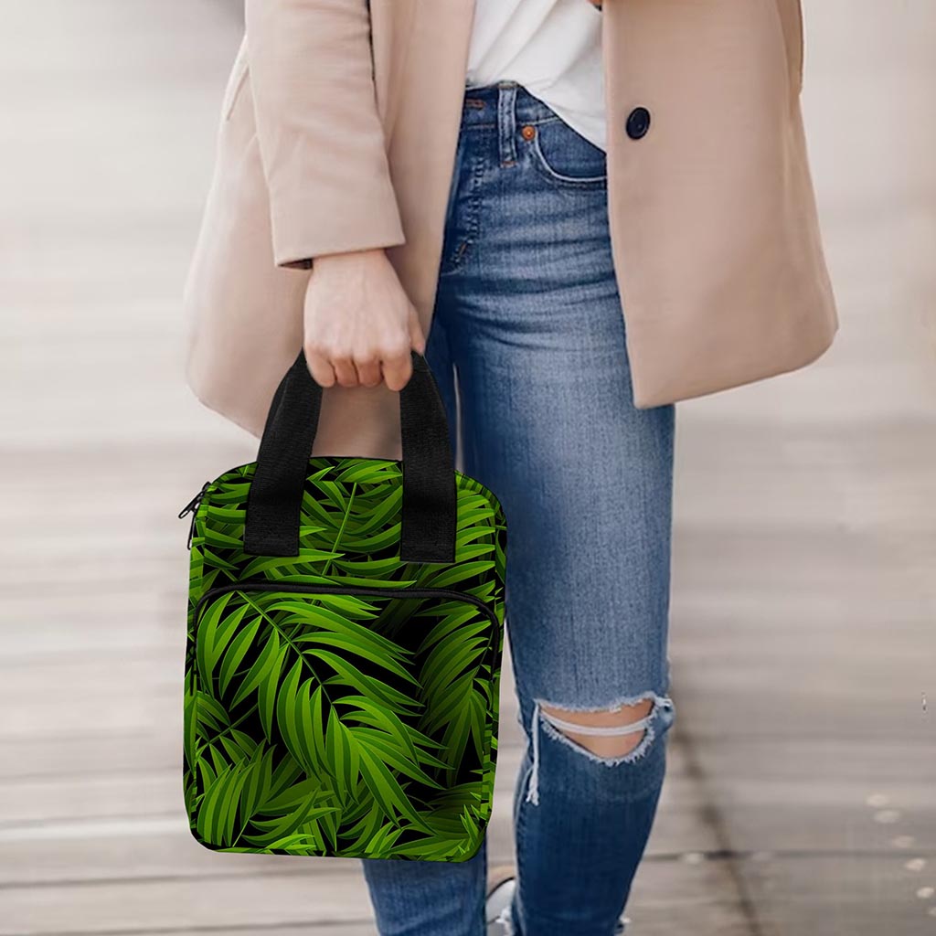 Night Tropical Palm Leaf Pattern Print Bible Tote Bag