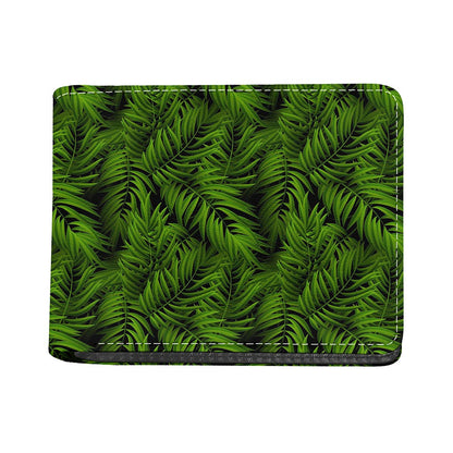 Night Tropical Palm Leaf Pattern Print Bifold Wallet