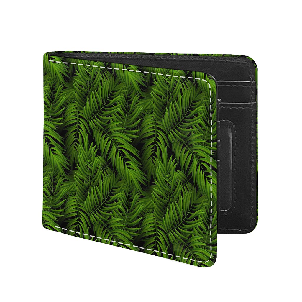 Night Tropical Palm Leaf Pattern Print Bifold Wallet