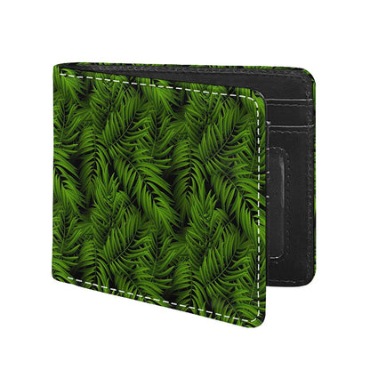 Night Tropical Palm Leaf Pattern Print Bifold Wallet