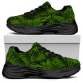 Night Tropical Palm Leaf Pattern Print Black Chunky Shoes