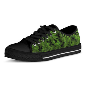 Night Tropical Palm Leaf Pattern Print Black Low Top Sneakers