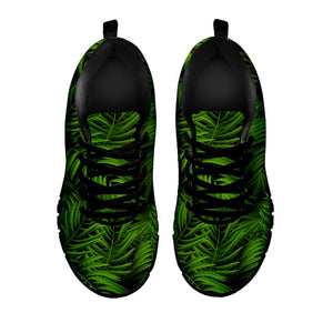 Night Tropical Palm Leaf Pattern Print Black Running Shoes