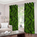 Night Tropical Palm Leaf Pattern Print Dimout Grommet Curtains