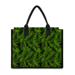 Night Tropical Palm Leaf Pattern Print Canvas Tote Bag