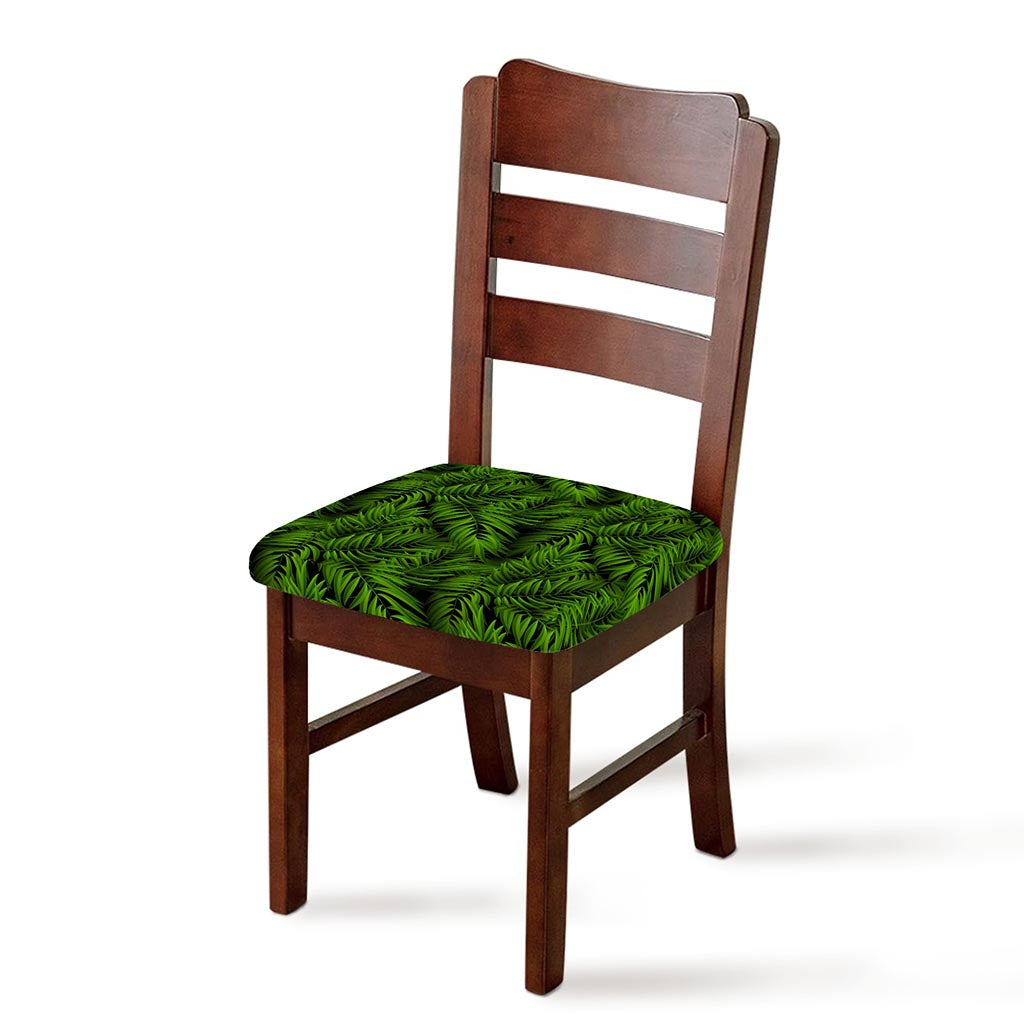 Night Tropical Palm Leaf Pattern Print Chair Cushion Cover