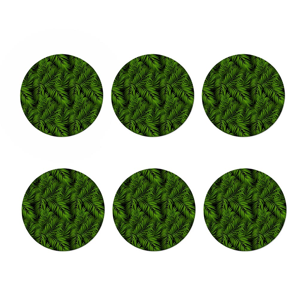 Night Tropical Palm Leaf Pattern Print Coaster Set