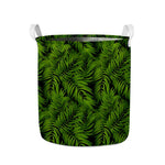 Night Tropical Palm Leaf Pattern Print Collapsible Laundry Basket
