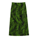 Night Tropical Palm Leaf Pattern Print Cotton Front Slit Maxi Skirt