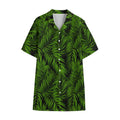 Night Tropical Palm Leaf Pattern Print Cotton Hawaiian Shirt
