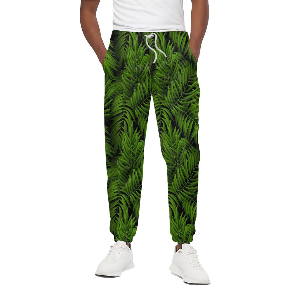 Night Tropical Palm Leaf Pattern Print Cotton Pants