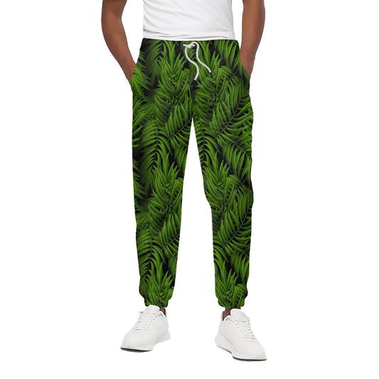 Night Tropical Palm Leaf Pattern Print Cotton Pants