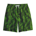 Night Tropical Palm Leaf Pattern Print Cotton Shorts