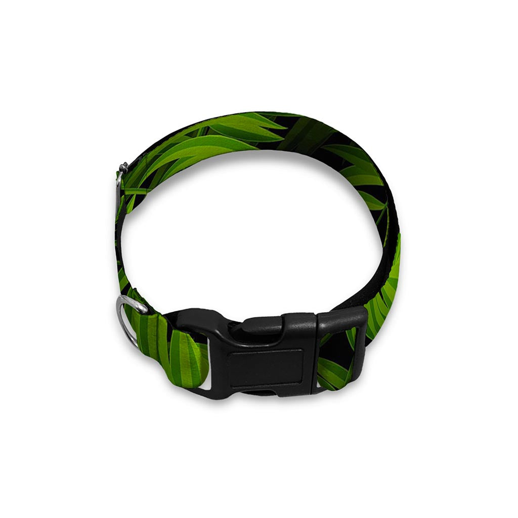Night Tropical Palm Leaf Pattern Print Dog Collar