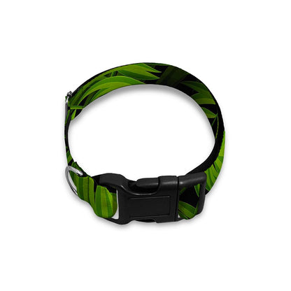 Night Tropical Palm Leaf Pattern Print Dog Collar