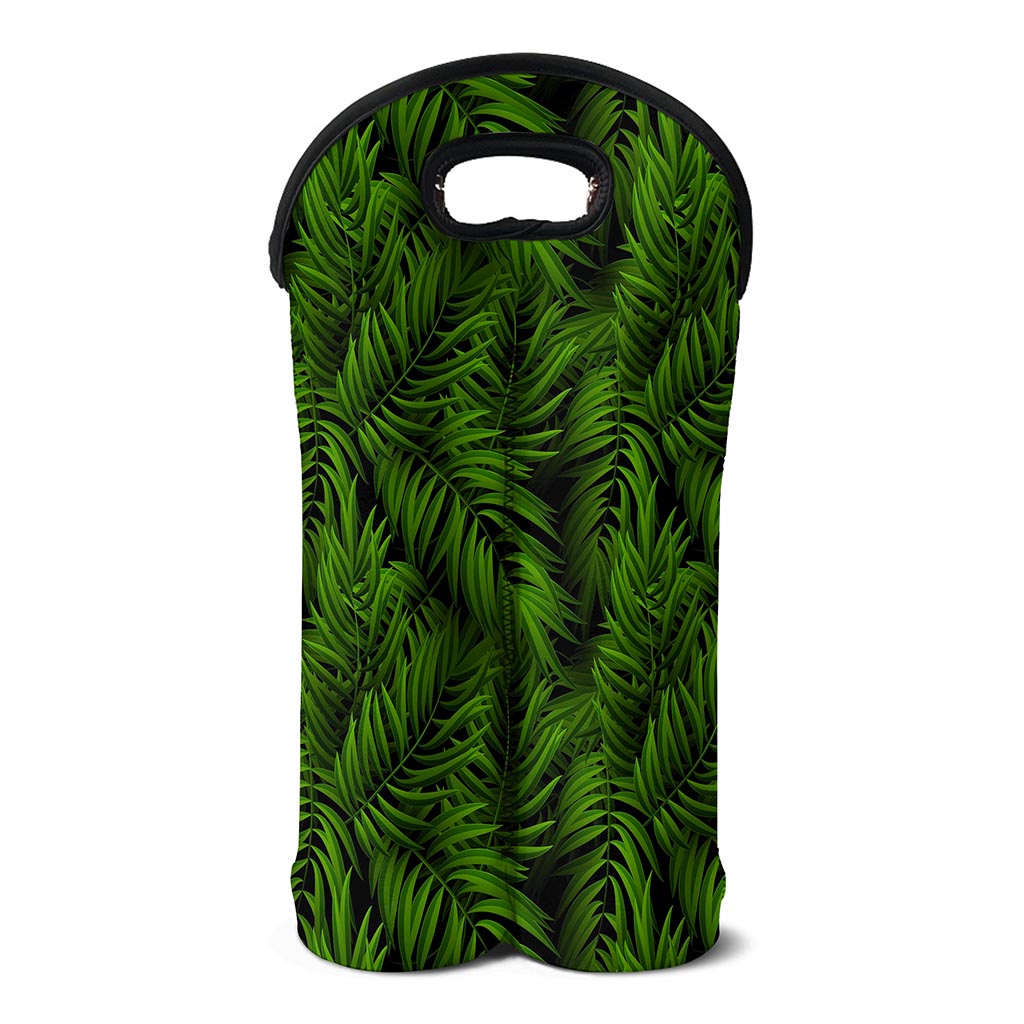 Night Tropical Palm Leaf Pattern Print Double Neoprene Wine Tote