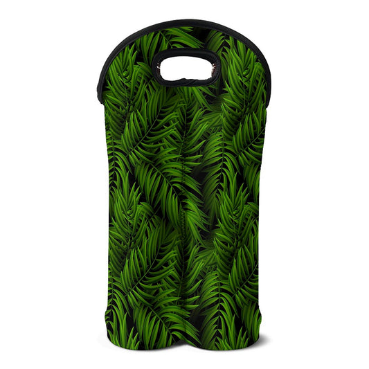 Night Tropical Palm Leaf Pattern Print Double Neoprene Wine Tote