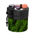 Night Tropical Palm Leaf Pattern Print Drawstring Makeup Bag