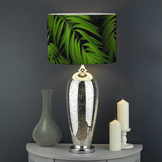 Night Tropical Palm Leaf Pattern Print Drum Lamp Shade