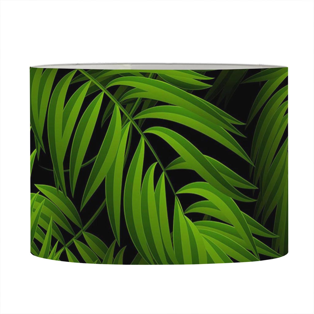Night Tropical Palm Leaf Pattern Print Drum Lamp Shade