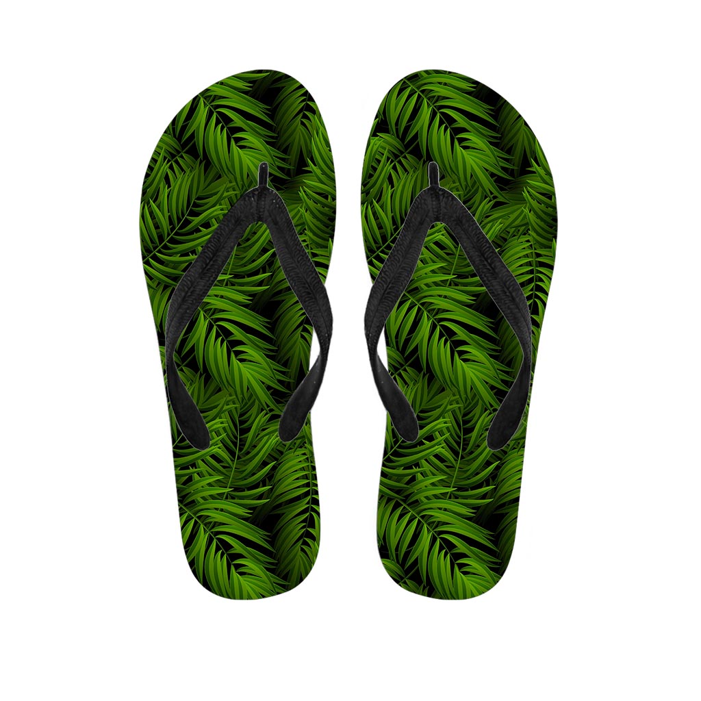 Night Tropical Palm Leaf Pattern Print Flip Flops