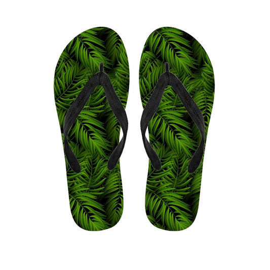 Night Tropical Palm Leaf Pattern Print Flip Flops