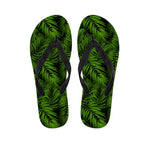 Night Tropical Palm Leaf Pattern Print Flip Flops