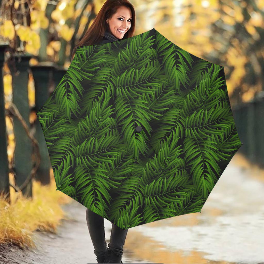 Night Tropical Palm Leaf Pattern Print Foldable Umbrella
