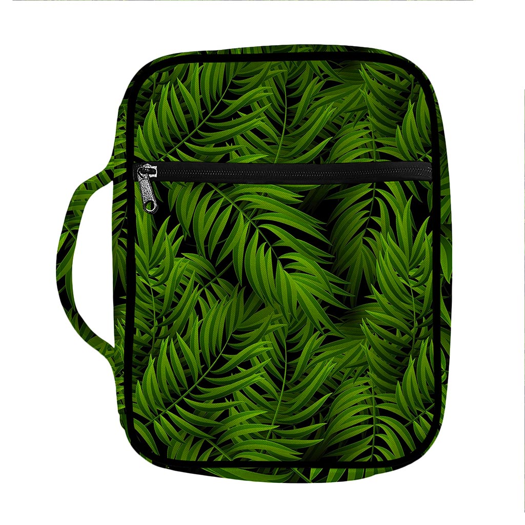 Night Tropical Palm Leaf Pattern Print Front Pocket Bible Bag