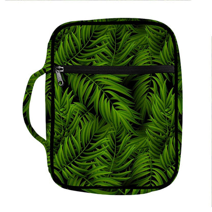 Night Tropical Palm Leaf Pattern Print Front Pocket Bible Bag
