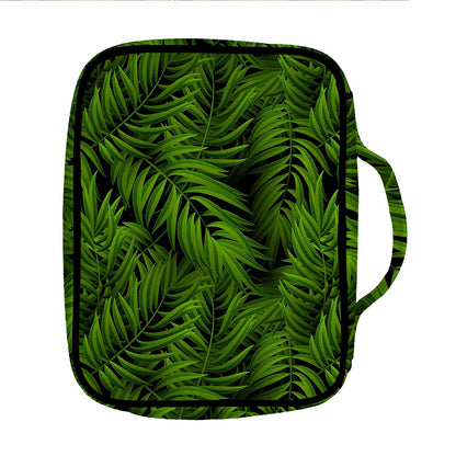 Night Tropical Palm Leaf Pattern Print Front Pocket Bible Bag