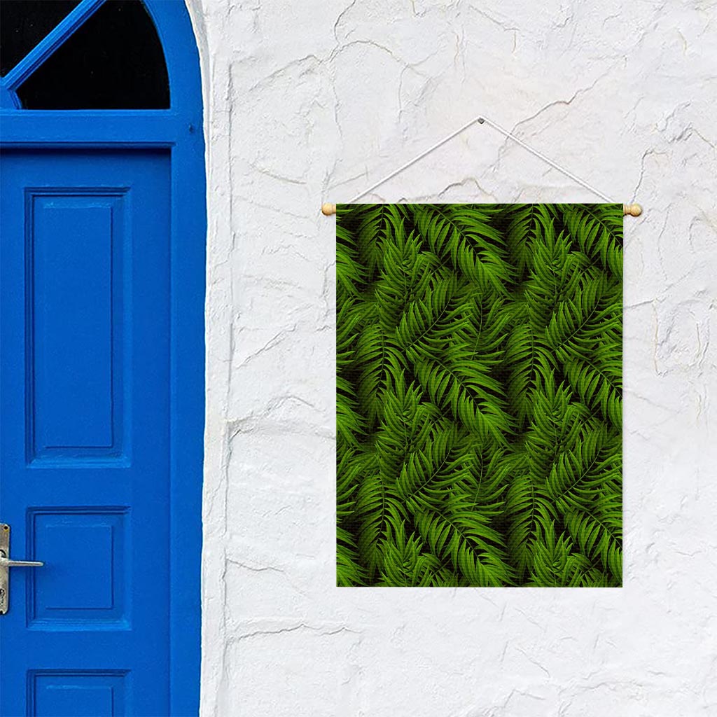 Night Tropical Palm Leaf Pattern Print Garden Flag